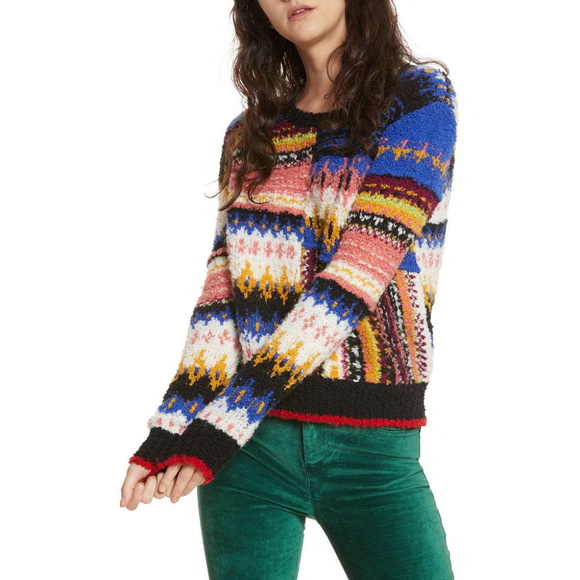 FREE PEOPLE Best Day Ever Alpaca Stripe Sweater S - Picture 1 of 8